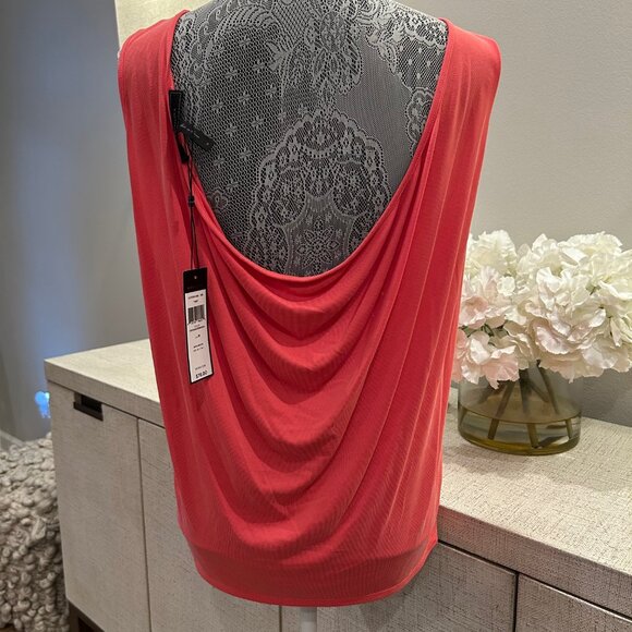 BCBGMAXAZRIA BCBG Red Teri Sleeveless Cowl Back Tank Top - Picture 3 of 3